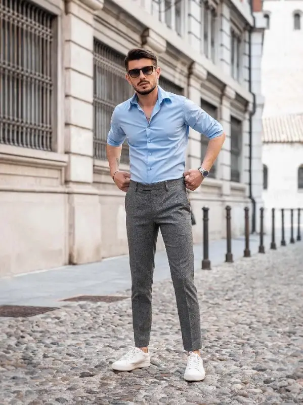 What pants goes with a skyblue shirt  Quora