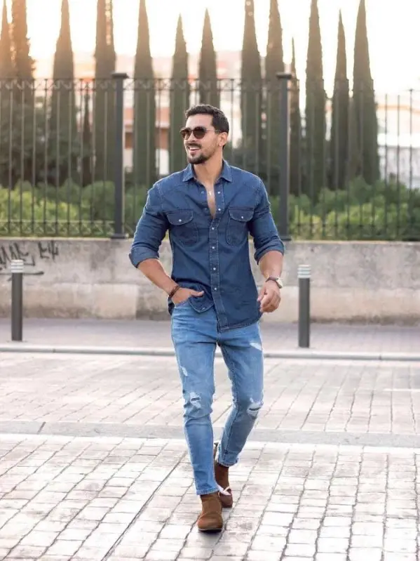 Denim Blue Shirt With Denim pants