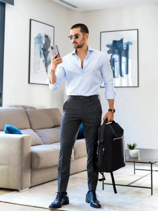 Light Blue Shirt With Black Trousers