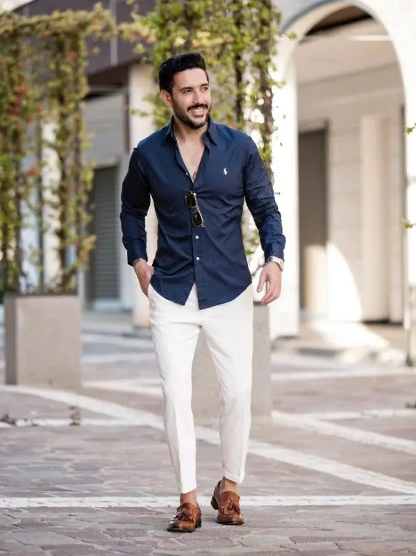 White shirt Blue trouser formal Combo - Evilato Formal Combo