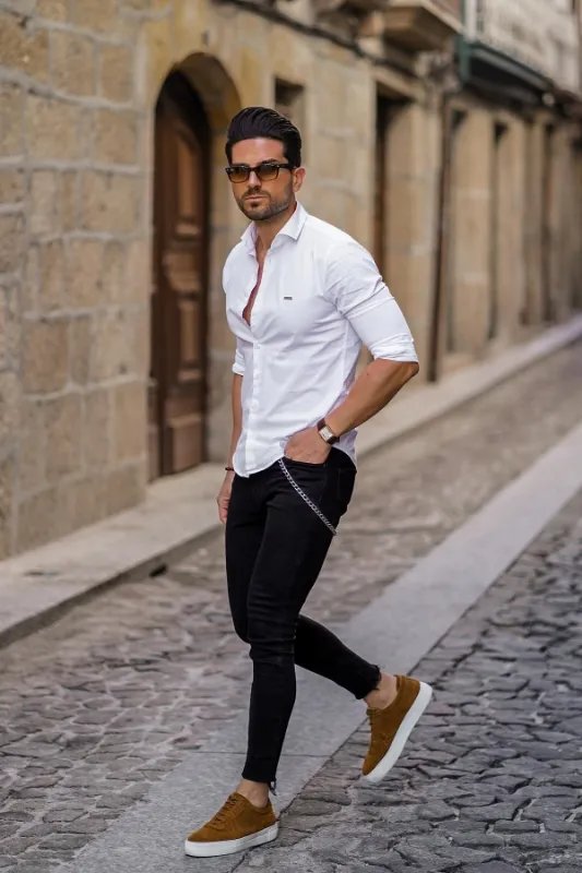 White shirts matching pants | White shirt combination pant - TiptopGents