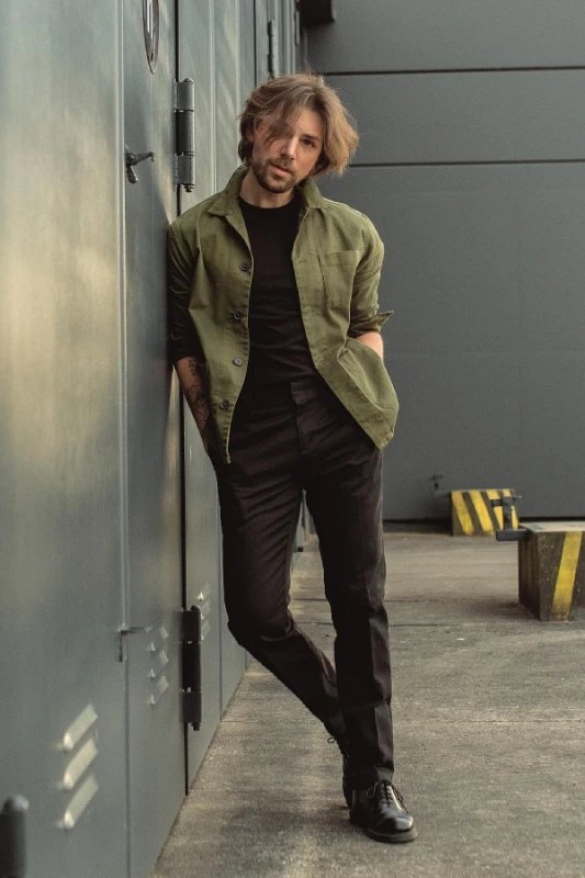 olive Green Shirt With Black Pants