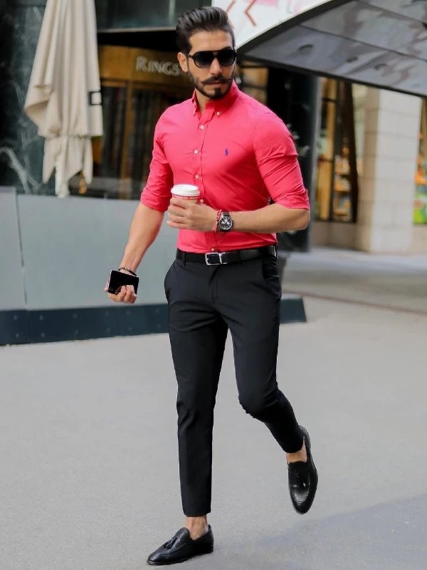 Red Shirt with Black Pants