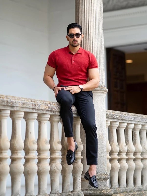 Red Shirt with Black Pants