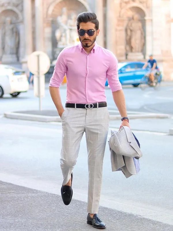 Pink shirts cream Pants