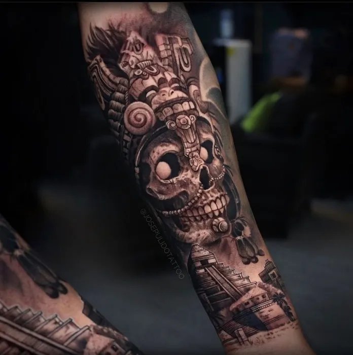 Full hand skeleton design tattoo 