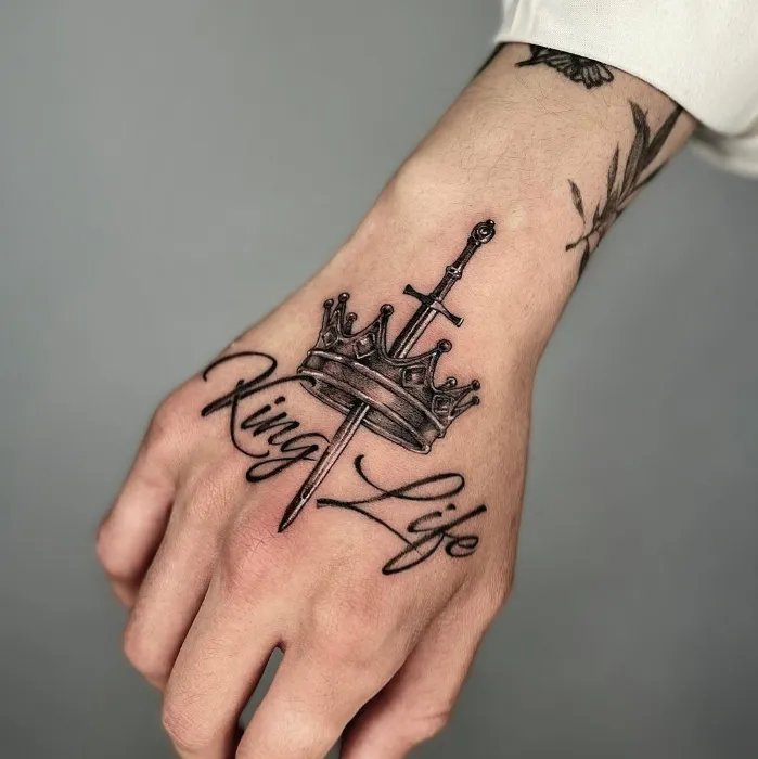 King life tattoo design in knuckles 