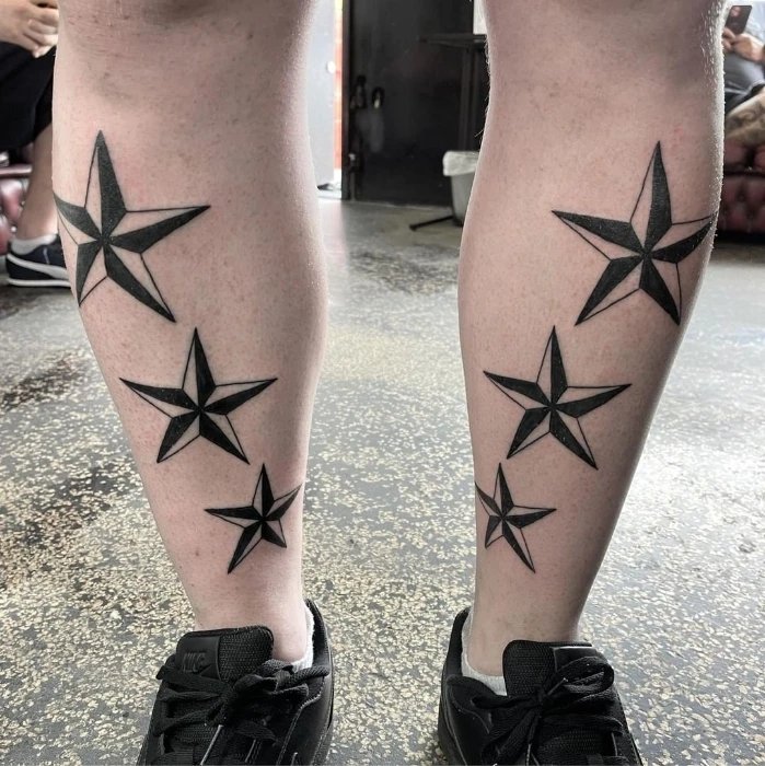 Nautical Star Tattoo on leg