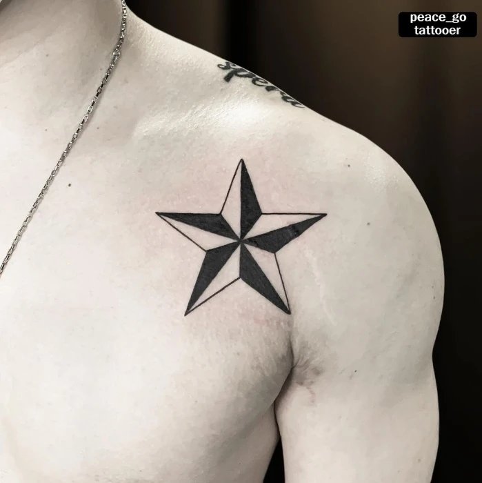 Nautical Star Tattoo on Chest