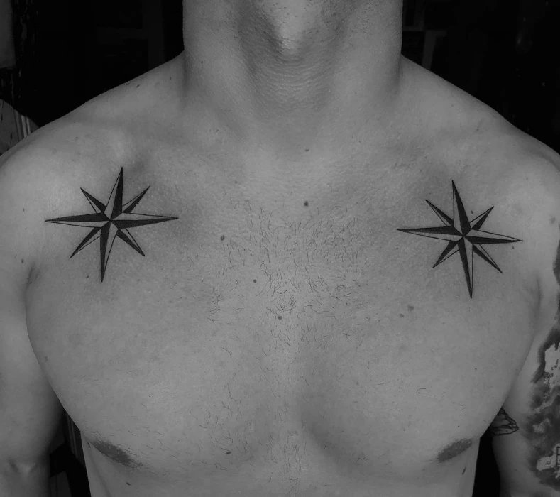 Nautical Star Tattoo on Chest