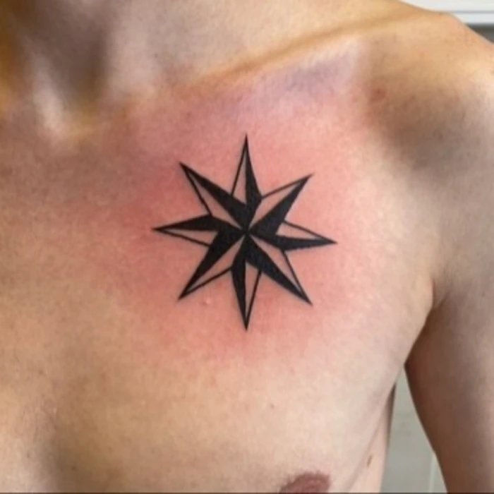 Nautical Star Tattoo on Chest