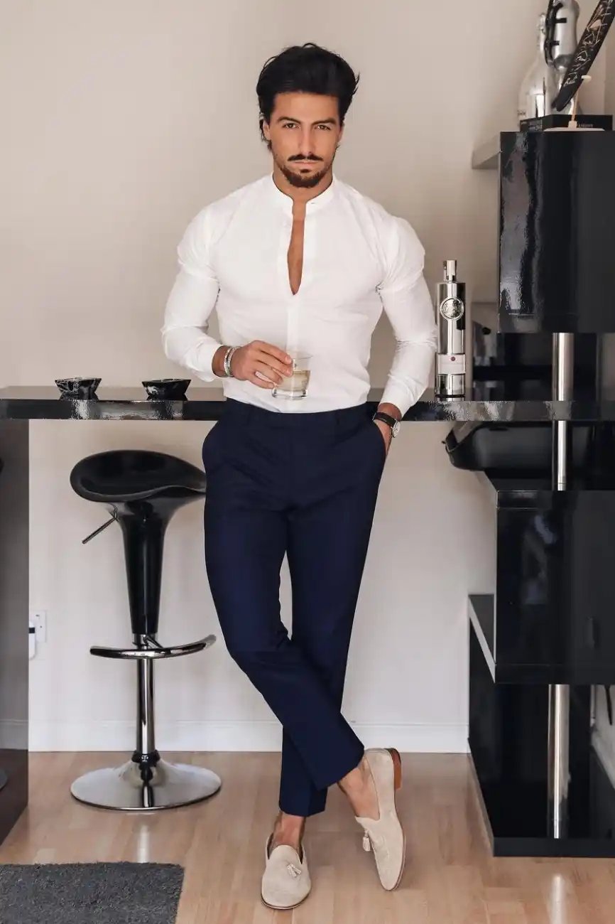 Navy Blue Pants With White Shirt