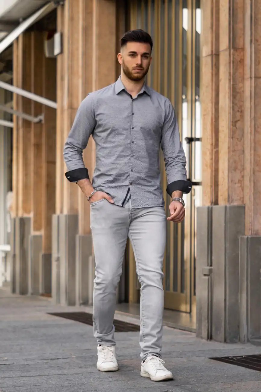 Lycra Shirt Pant Combo Gray  Black