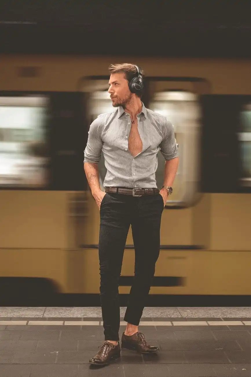 Grey Shirt With Black Pants 