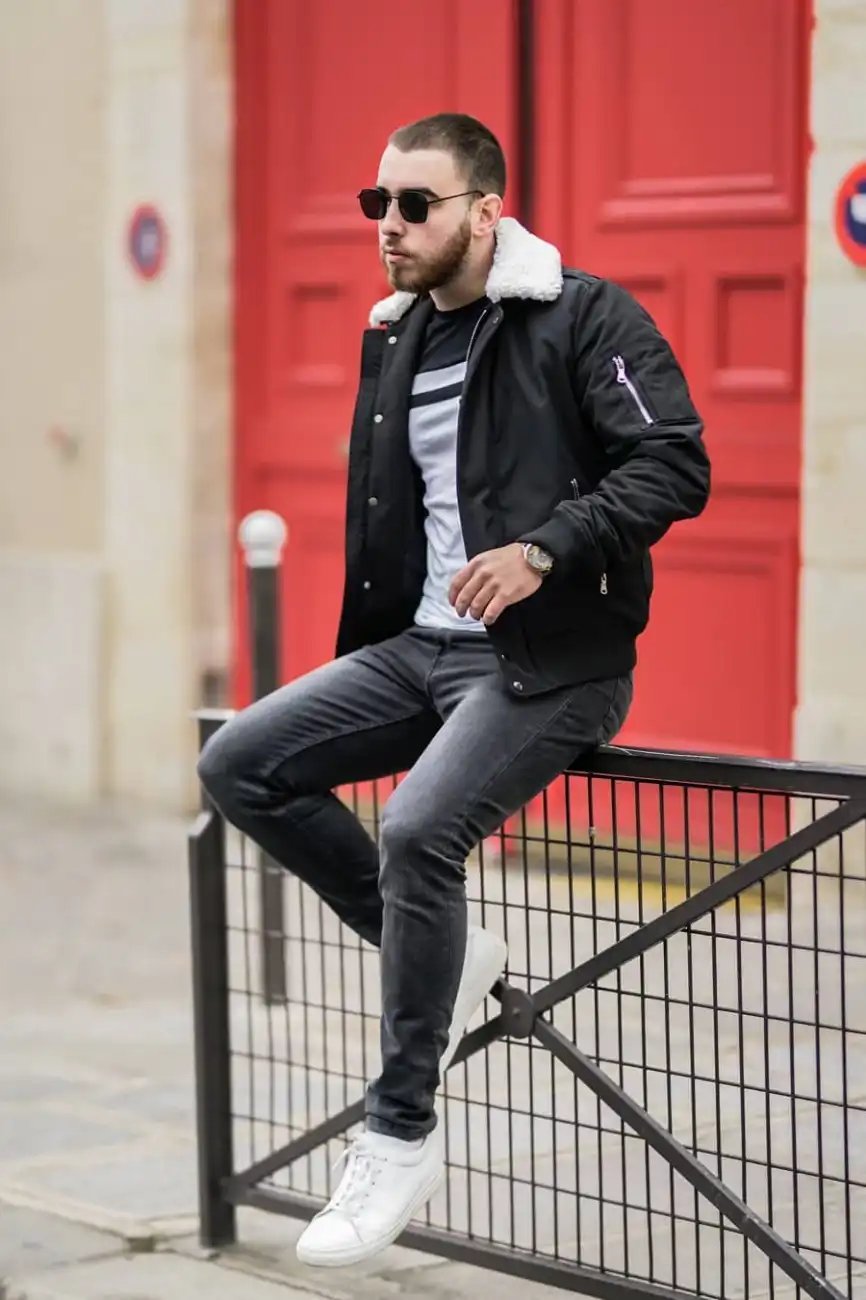 Faded Black Jeans With other jacket