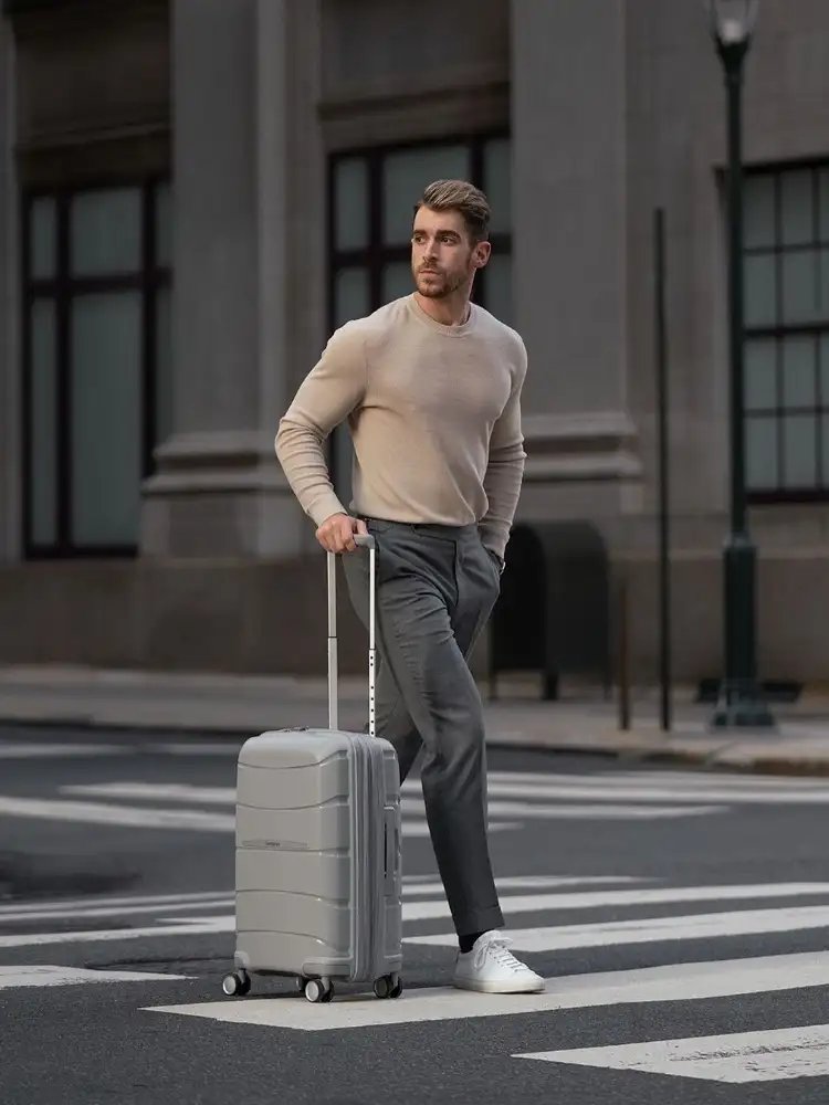 Khaki or Camel Color Shirt With grey Pants