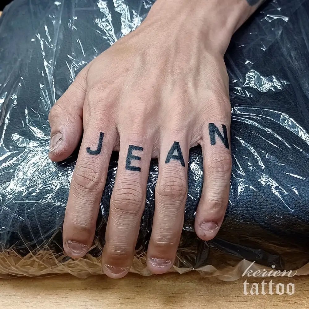 Name Tattoo on Palm Men