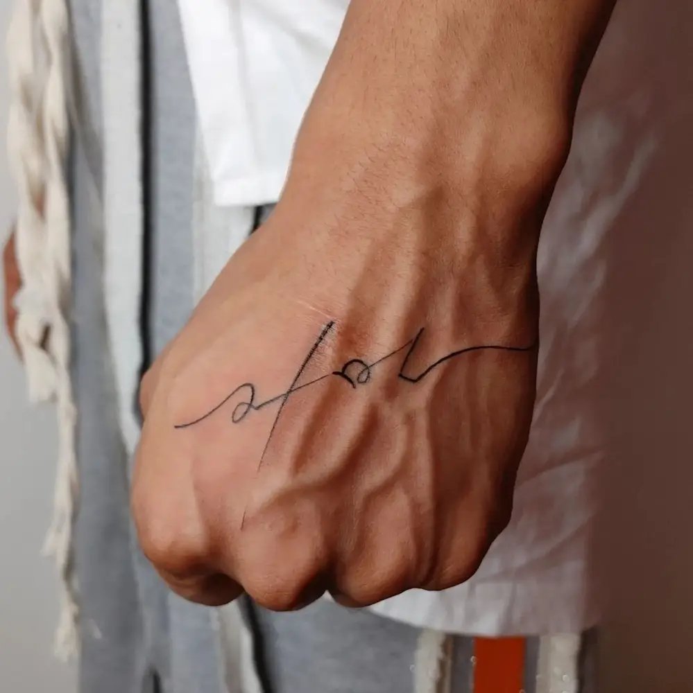 Name Tattoo on Palm Men