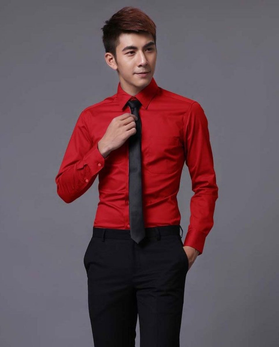 Red Shirt with Black Pants