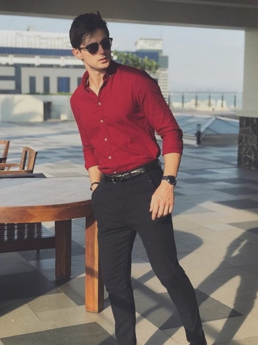 Red Shirt Matching Pant Ideas | Red Shirts Combination Pants - TiptopGents