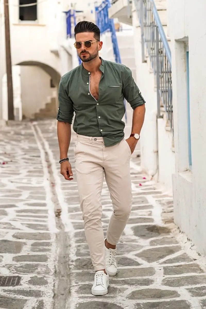 White Undershirt, Mint Green Shirt and Off-white Trousers ⋆ Best Fashion  Blog For Men - TheUnstitchd.com