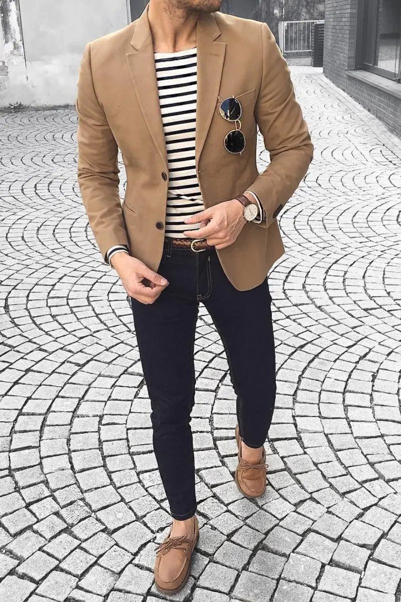 Beige Jacket Navy Blue Pants Costume Homme Mariage Slim Fit Prom Men Suits  Casual Party Male Blazer Terno Masculino 2 Pieces - AliExpress