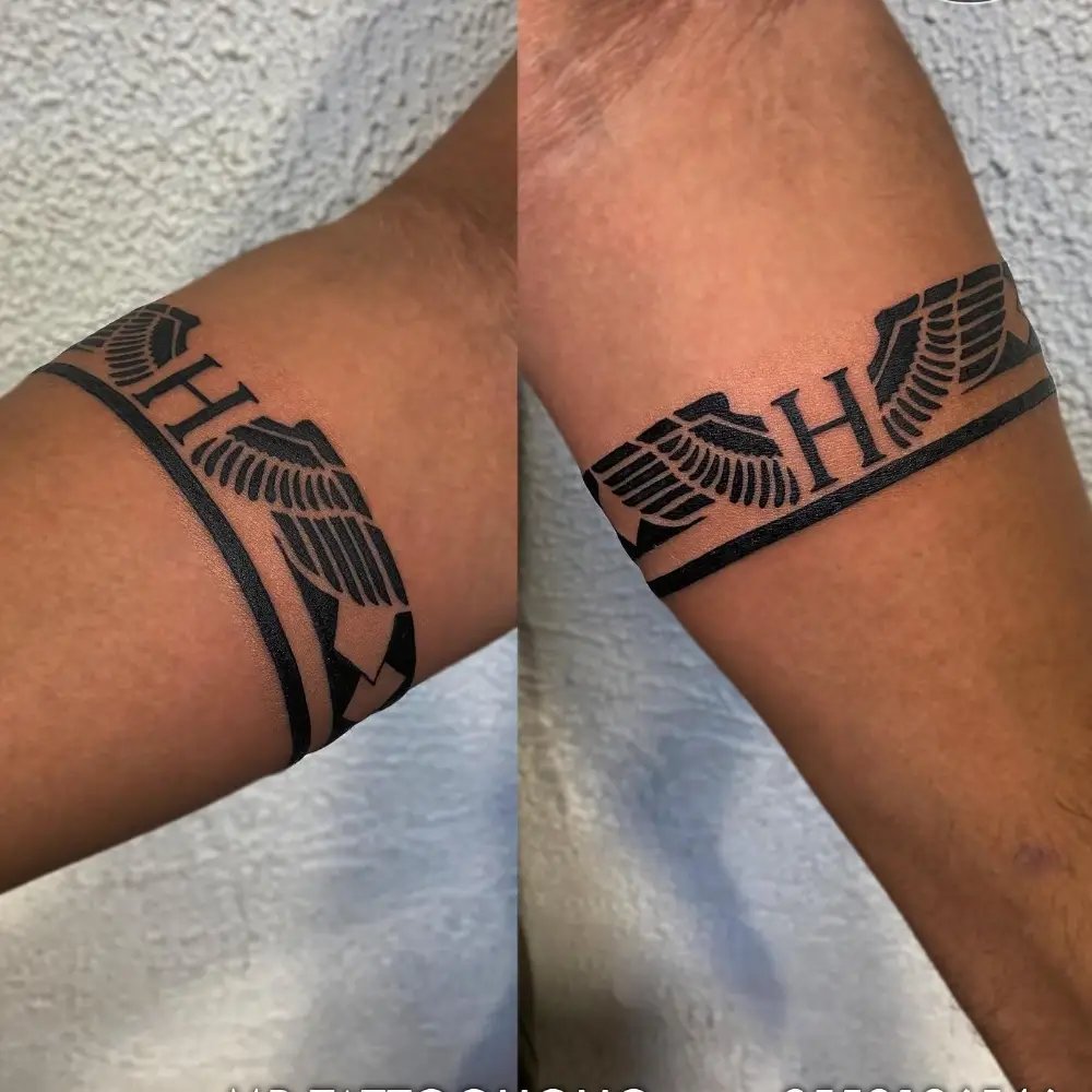 First letter Armband Tattoo Design men