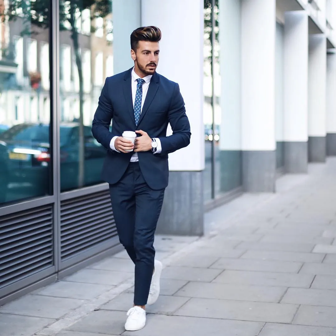 white sneakers with suit