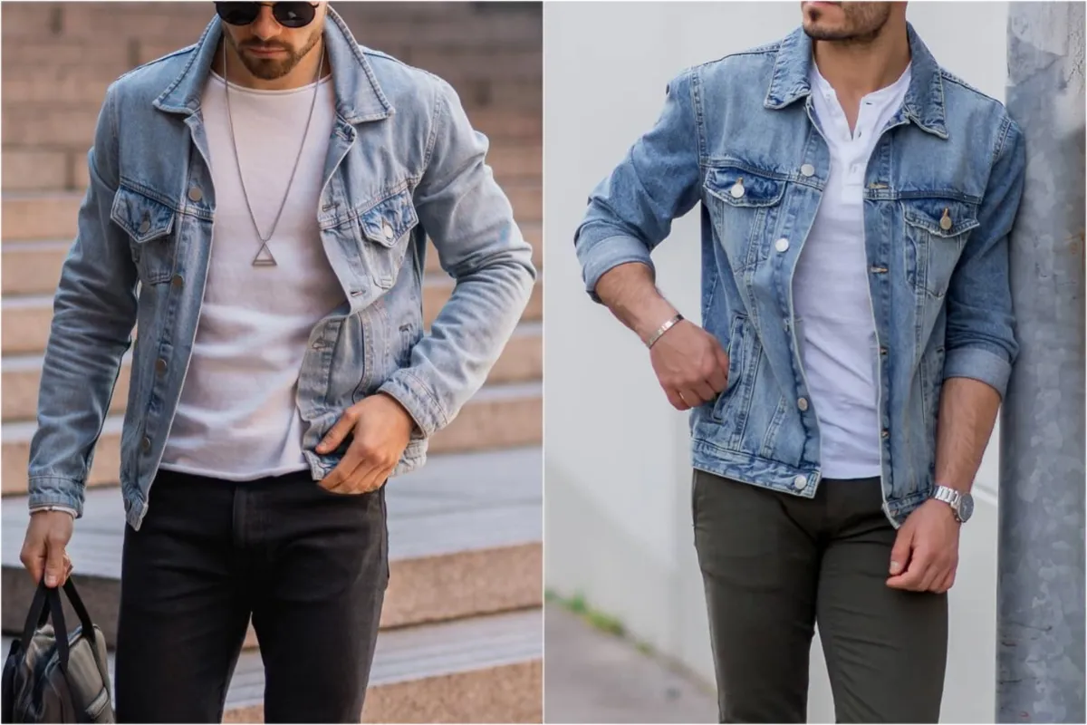 Blue Denim jacket with T-shirt