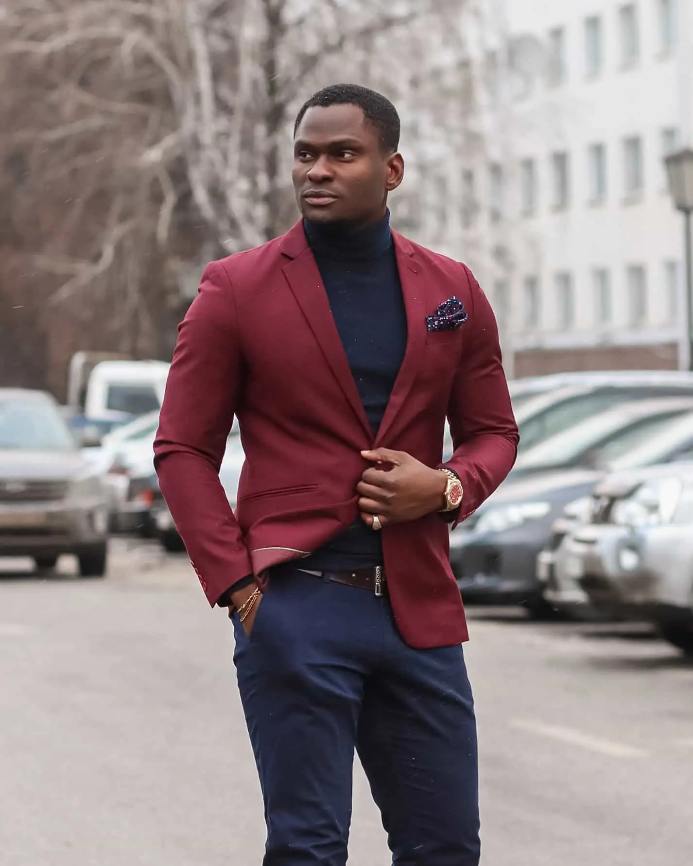 Maroon Blazer with Navy-Blue