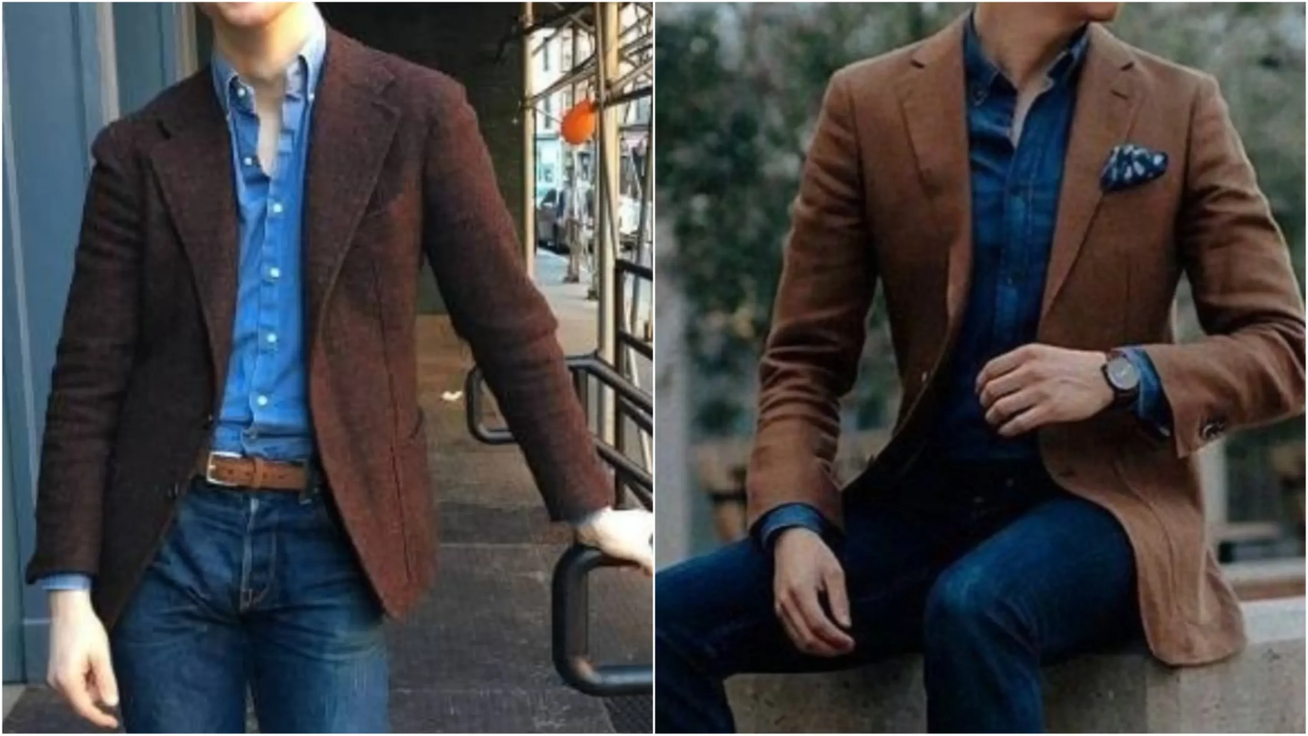 Brown Blazer with Blue shirt