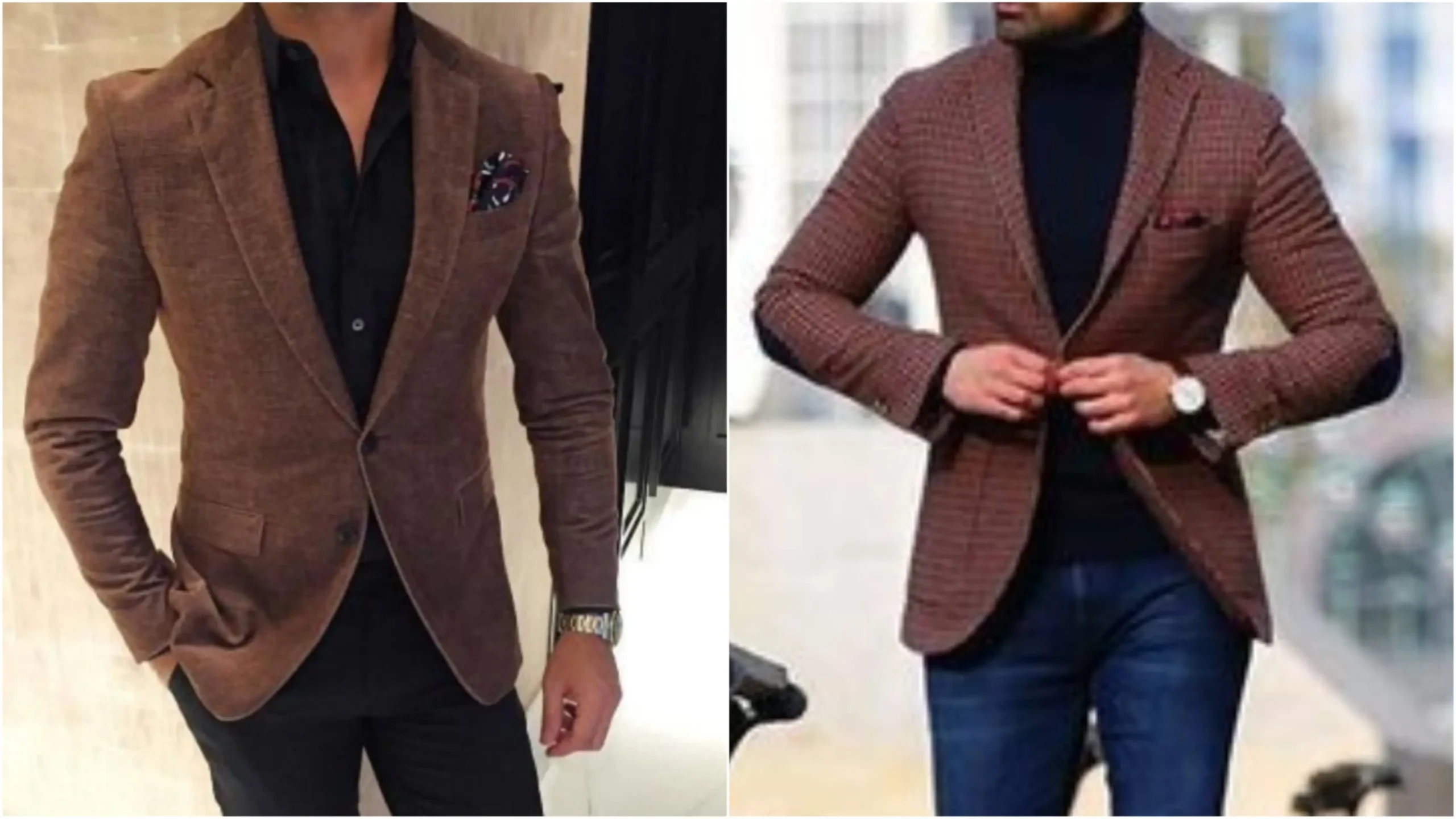 Brown Blazer with Black shirt