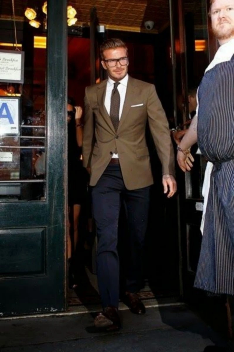 Brown Blazer with White Shirt and Black Pants 