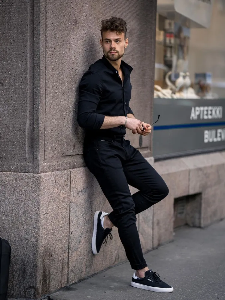 Black Shirt and Black Pants