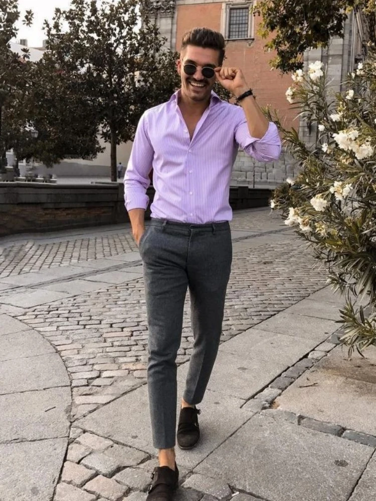 Lavender color shirt matching pant
