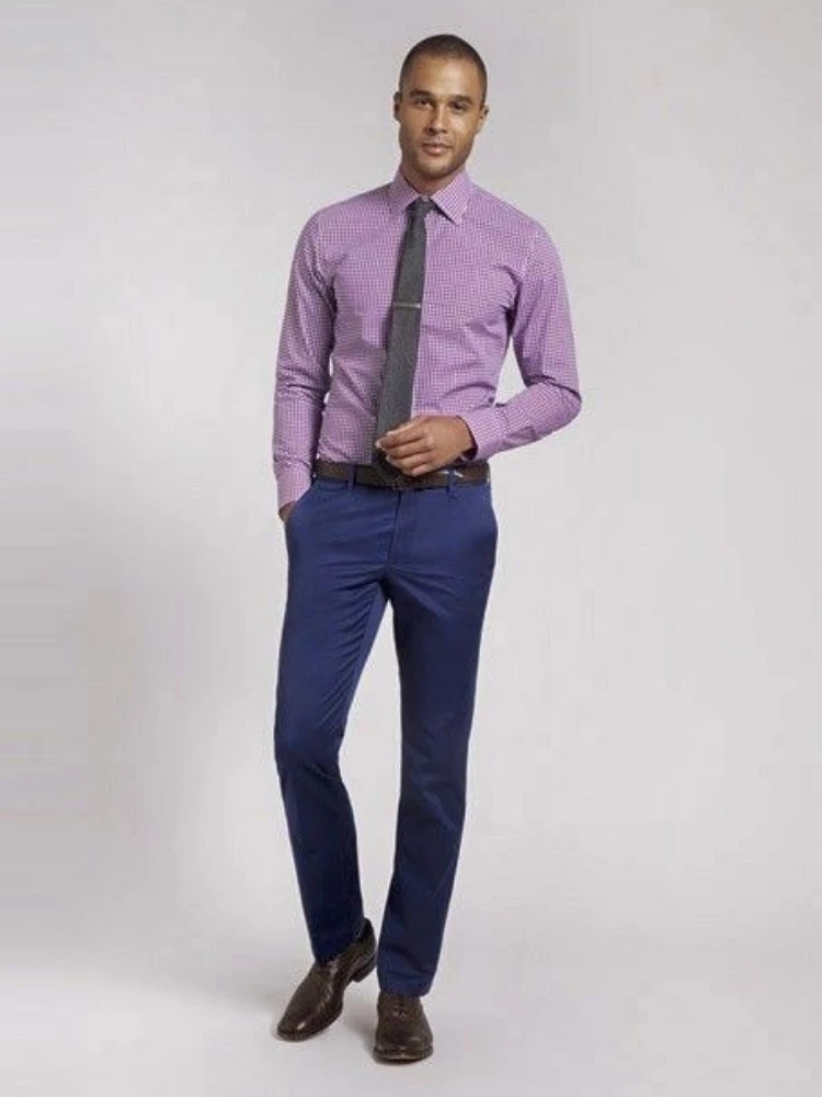 Lavender shirt Navy Blue pant