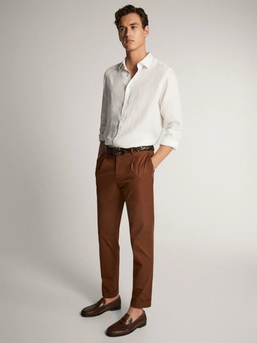 Brown Pant white shirt