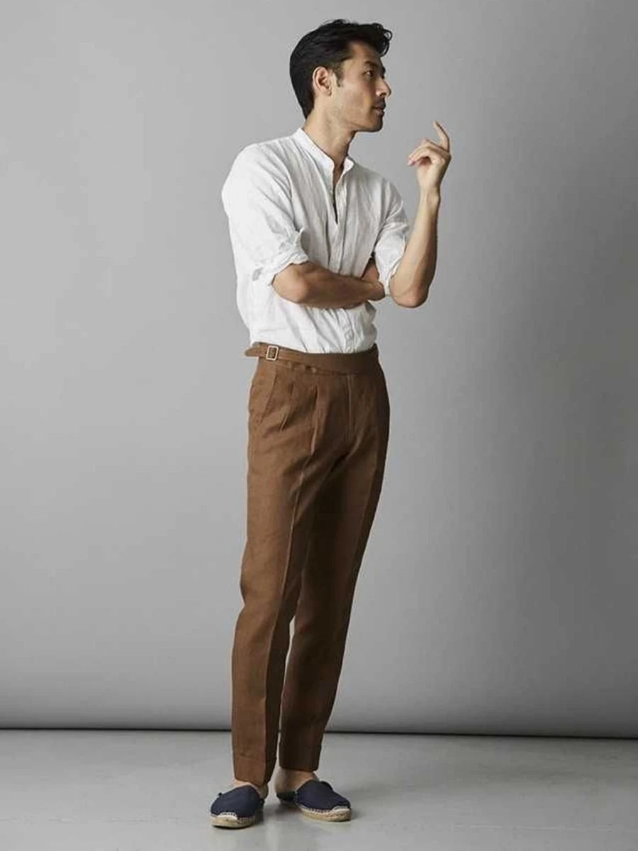 Brown Pant white shirt