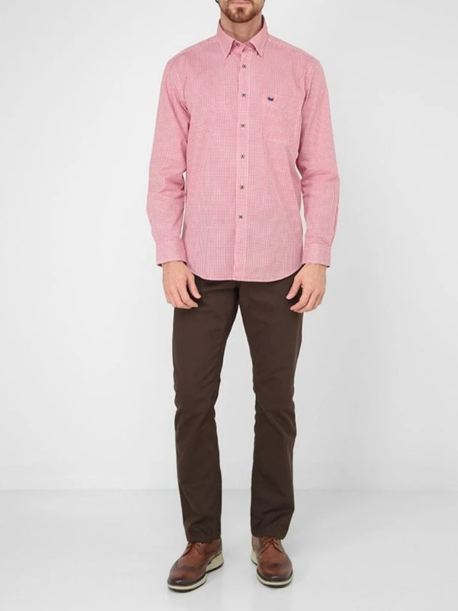 Brown Pant pink shirt
