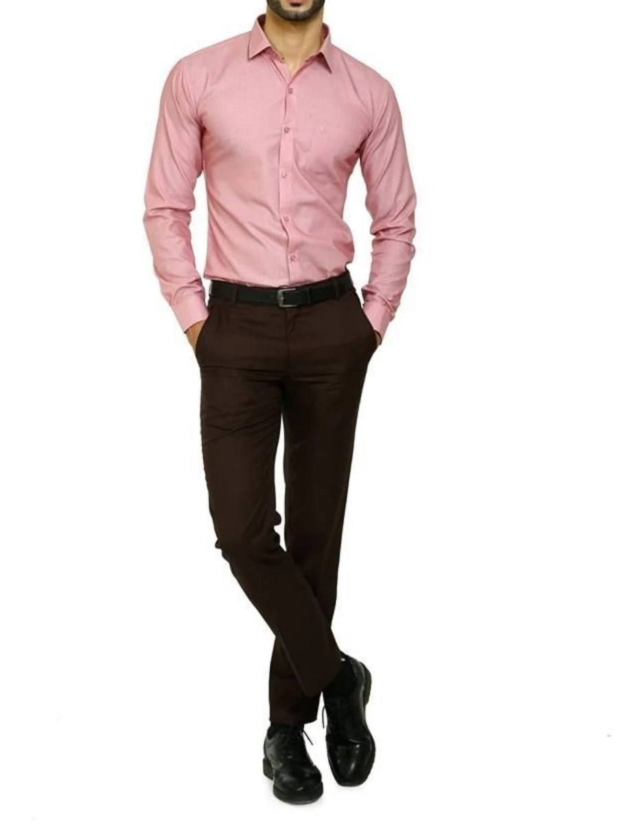 Brown Pant pink shirt