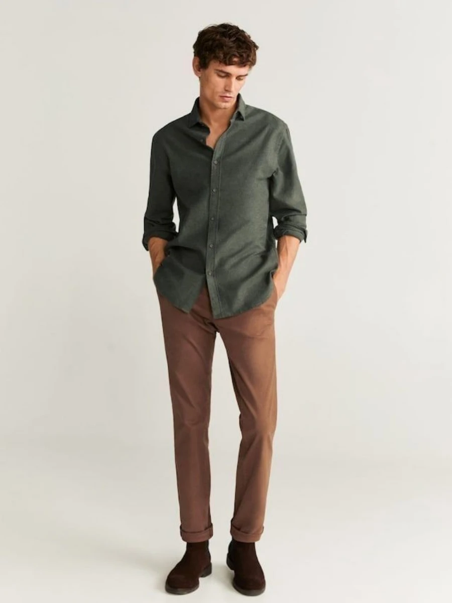 Brown Pant green shirt