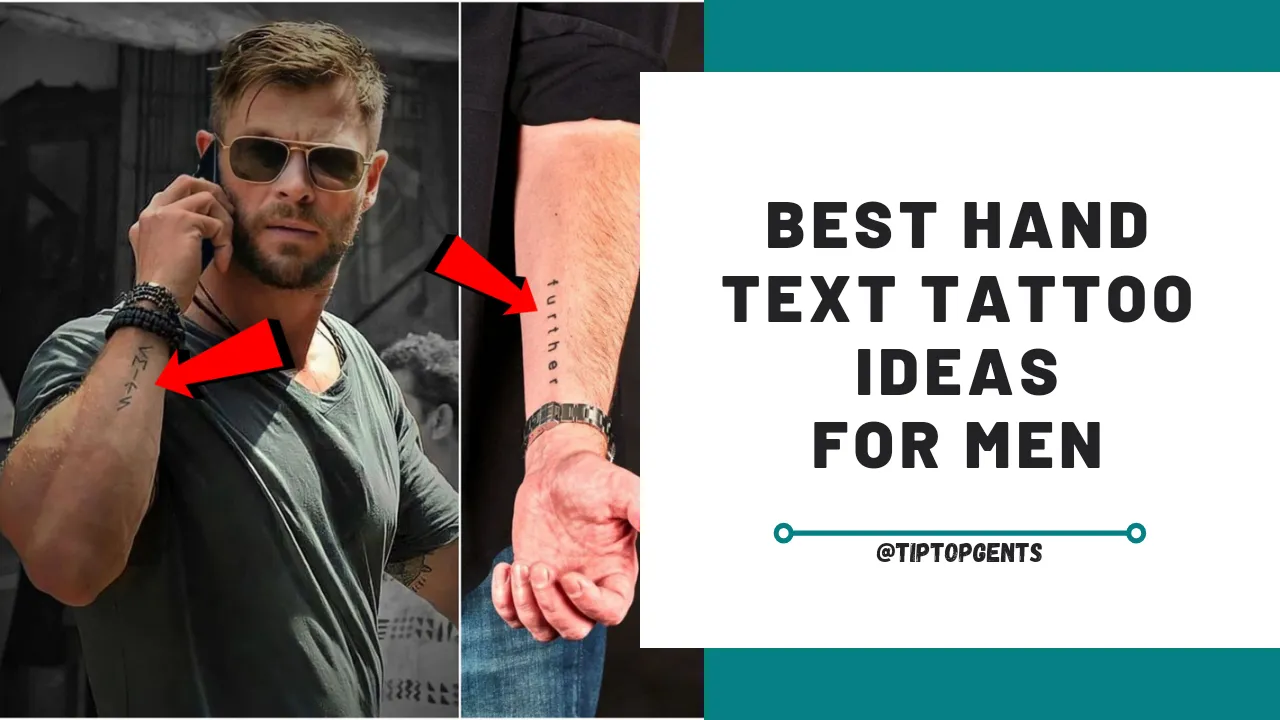 Text tattoo ideas on hand for men.