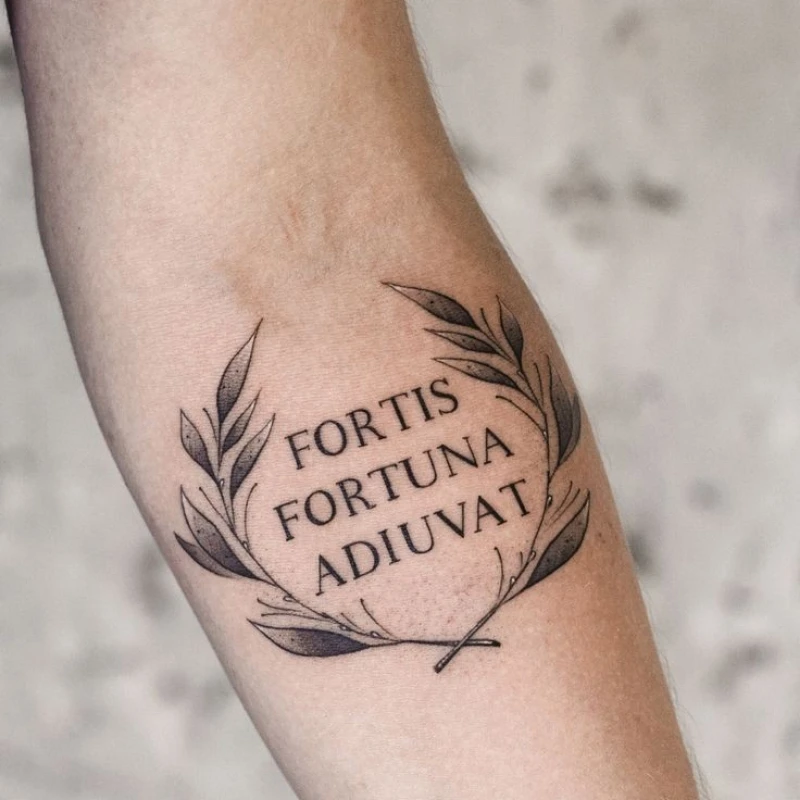 Quotes Text tattoo on hand - fortis Fortuna Adiuvat 