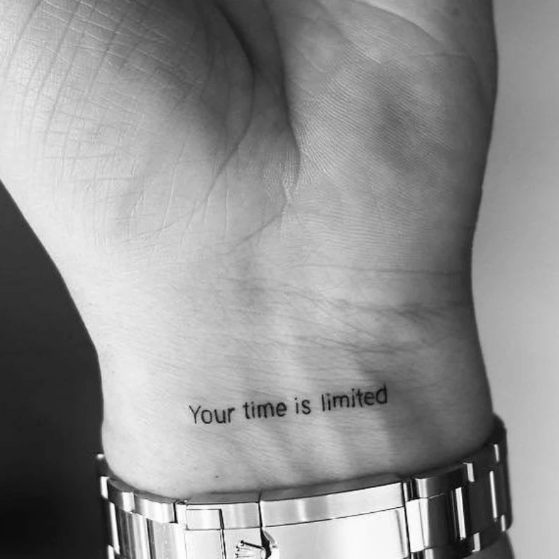 Quotes Text tattoo on hand - your time is limited 