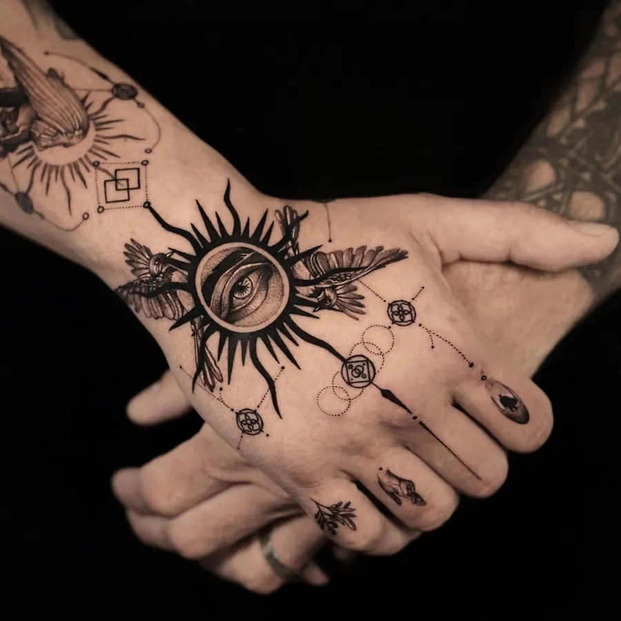 Upper palm tattoo ideas for men