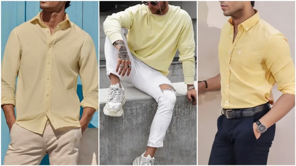 Lemon yellow color outfit combination 