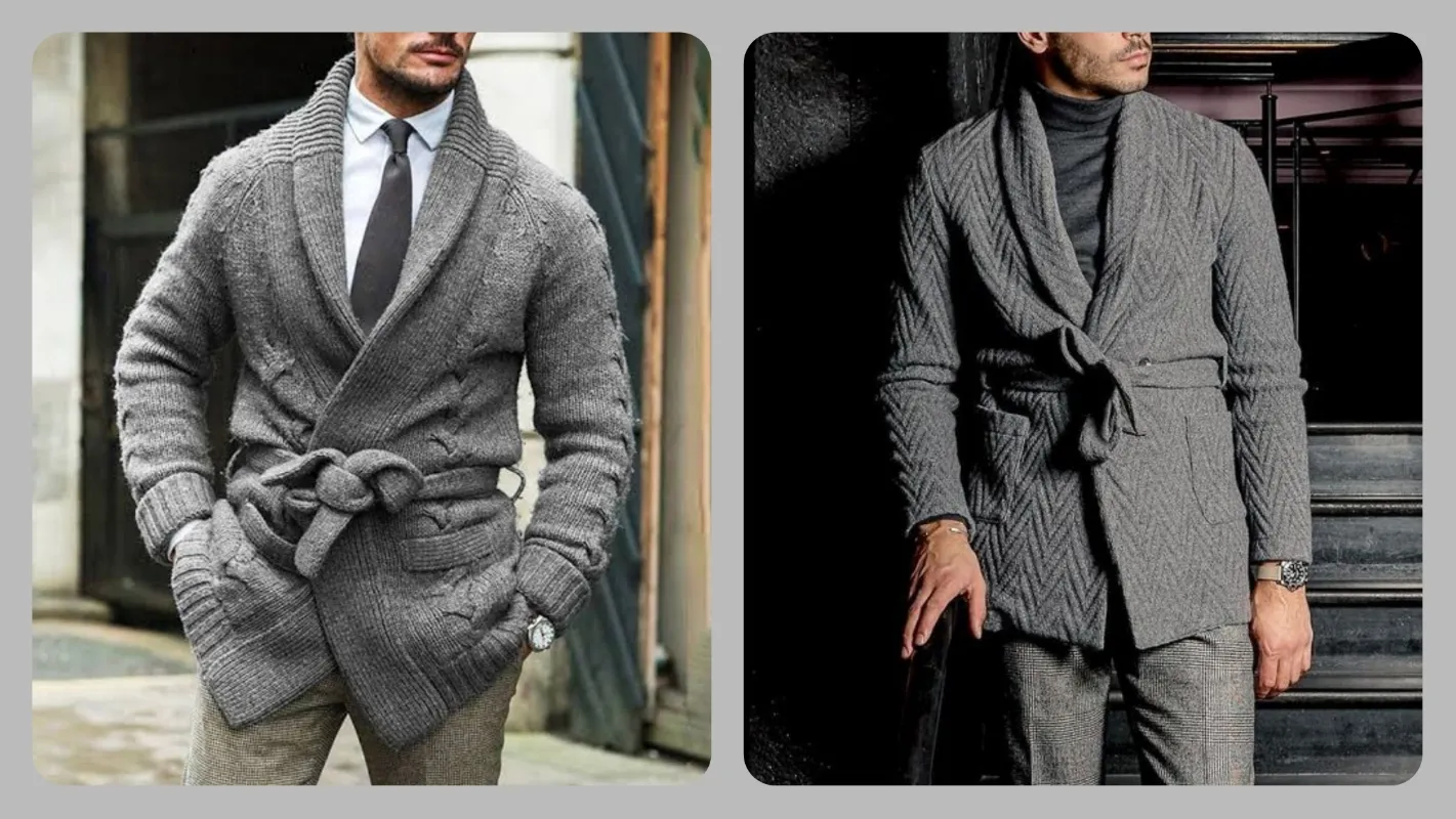 Belted cardigan men