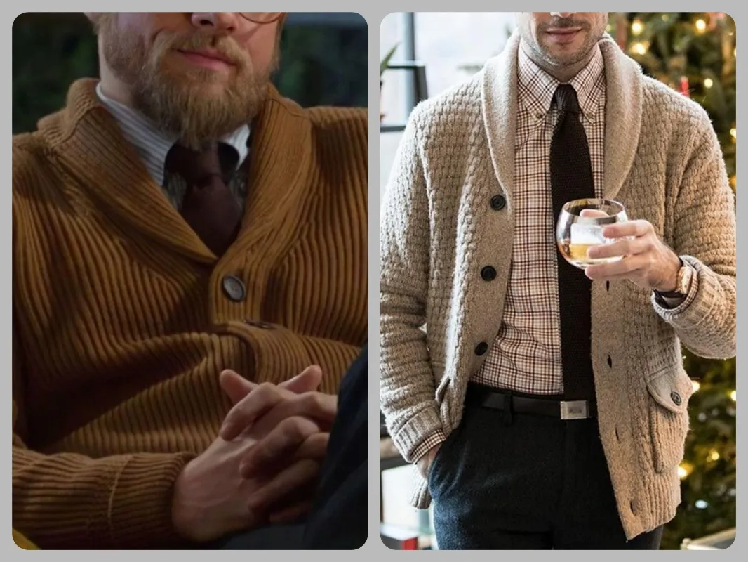 Cardigan with shirt and tie outfit men