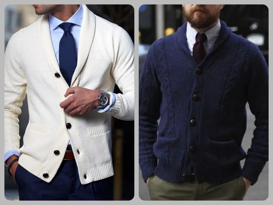 Cardigan with shirt and tie outfit men