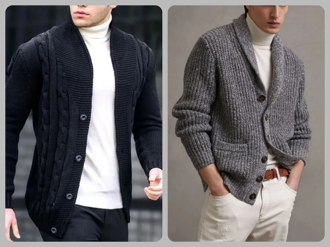 Cardigan with highneck outfit men